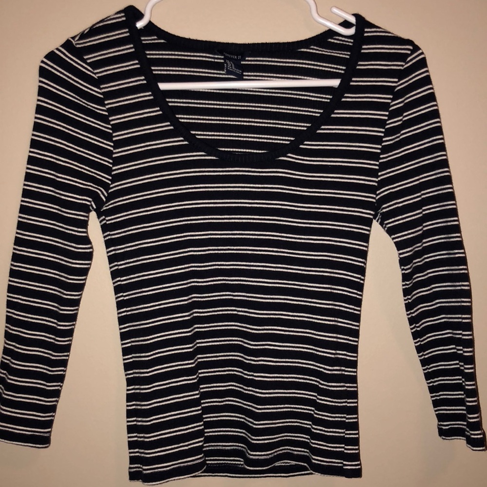 Striped Long Sleeve Crop Top